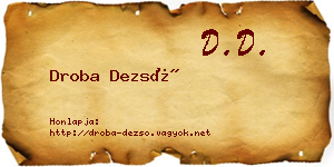 Droba Dezső névjegykártya